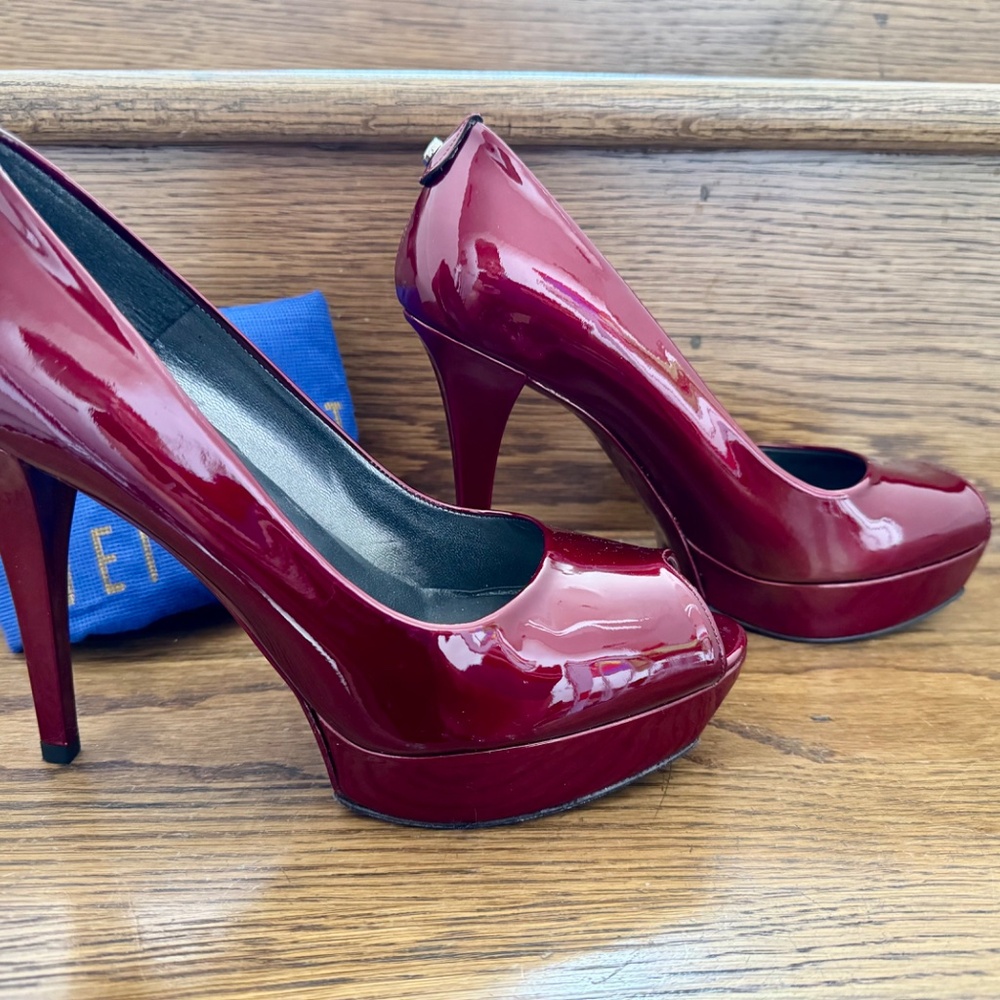 Stuart Weitzman Sierra Platform Pump Burgundy 8.5 - image 1